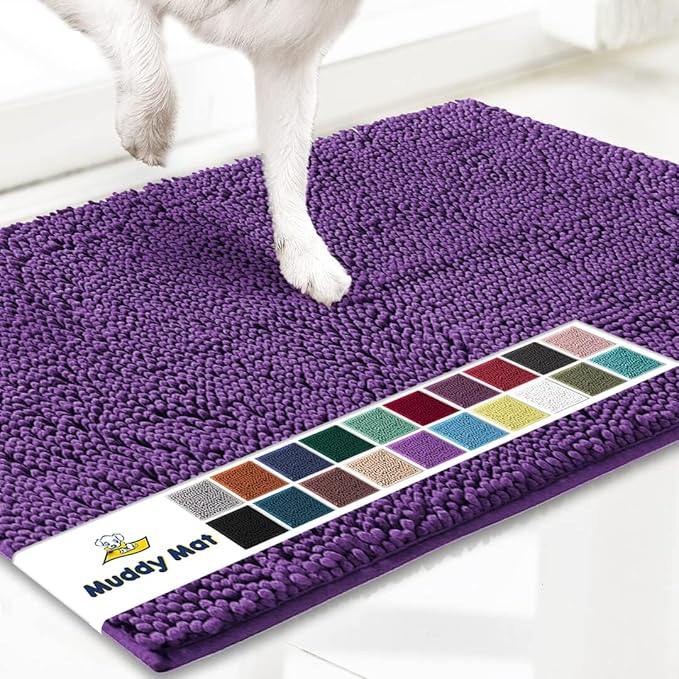 Muddy Mat® | Super Absorbent Door Mat Indoor, Microfiber Quick Dry Chenille Entryway Rug, Non-Slip Front Door Mat, Indoor Mats for Entryway, Machine Washable Pet Rug, Purple 24"x36"