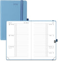POPRUN 2026 Weekly & Monthly Planner Calendar,Pocket 4'' x 6.25'', Horizontal Layout with Lined Sections, Jan. 2026 - Dec. 2026, Leather Hardcover, 100GSM Paper, Inner Pocket - Aquamarine