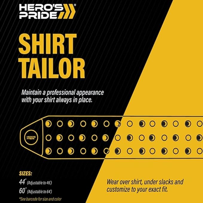 Hero's Pride Shirt Tailor Rubber Belt - Adjustable Shirt Stays for Men - Non-Slip Shirt Keepers For Law Enforcement