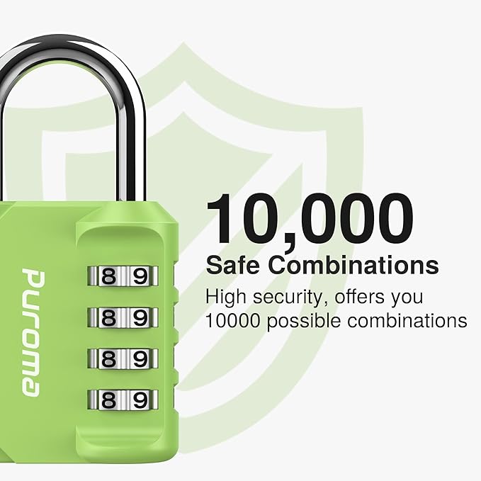 Puroma 2 Pack Combination Lock for Locker 4 Digit Outdoor Waterproof Padlock for School, Gym, Sports, Fence, Toolbox, Gate, Case, Outdoor, Hasp Storage, Cabinets (Yellow-Green)