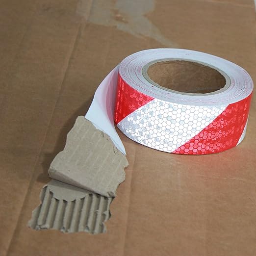 Red and White Reflective Tape 2 inch X 166 feet, Outdoor Waterproof Hazard Conspicuity Warning Industrial Marking Tape