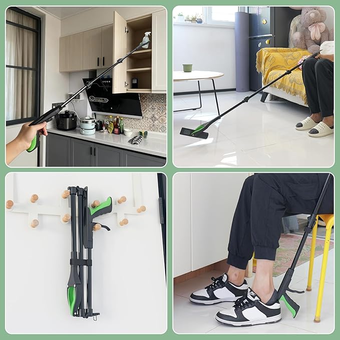 51" Extra Long Grabber Reacher Tool, Foldable Reacher Grabber Pickup Tool with Magnetic Tip & 360° Rotating Anti-Slip Claw, Extension Grabber for Seniors, Indoor and Outdoor Trash Picker