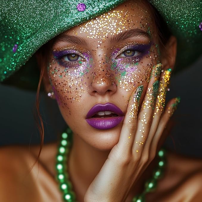 Mysense Gold Body Glitter Stick,Mardi Gras Face Hair Glitter,Festival Concert Rave Outfit Accessories for Women,Mermaid Sequins Chunky Glitter Makeup,0.56oz