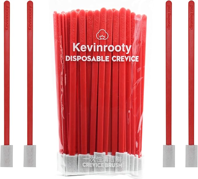 50pc Crevice Cleaning Brush Tool Kit - Disposable Toilet Brush & Seat Cleaner (Red)