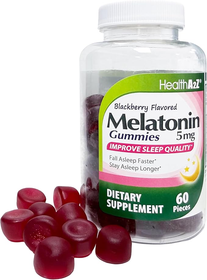 HealthA2Z® Melatonin Gummies| 60 Counts | 5mg | Natural Sleep Aid for Deep & Restful Sleep | BlackBerry Flavor | Sleep Aid Gummies