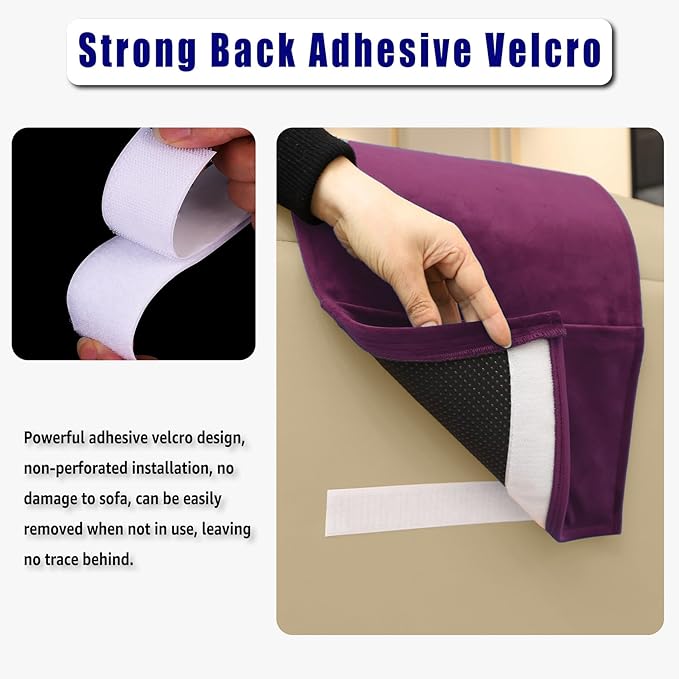 Non-Slip Head Pillow for Recliners - Neck Support Cushion with Velvet Cover for Pain Relief at Home, Office and Travel (Plum)