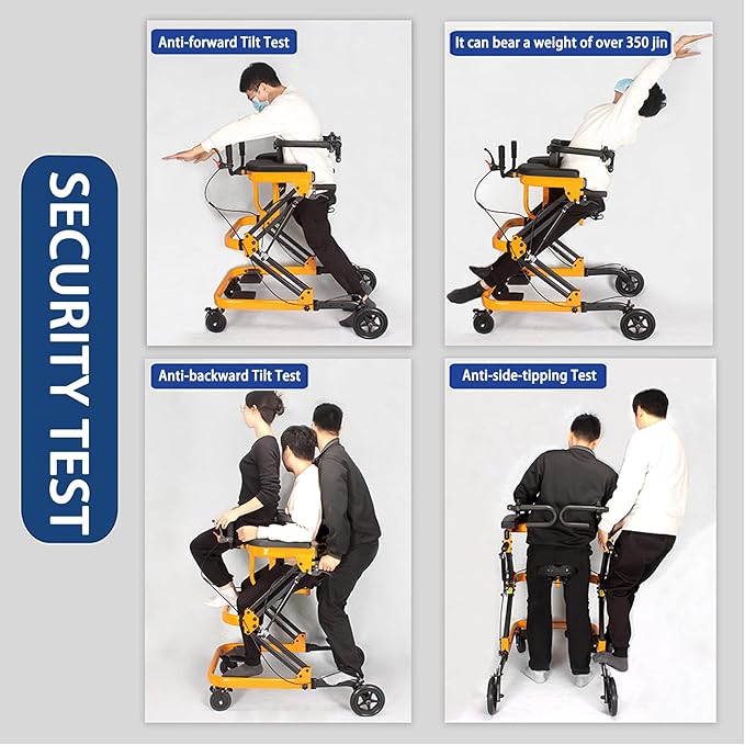 Rehabilitation Walker with Stand-Up Support, Height Adjustable 23-51 inches, 330 lbs Capacity, 4-Wheel Mobility Aid for Adults (Blue)