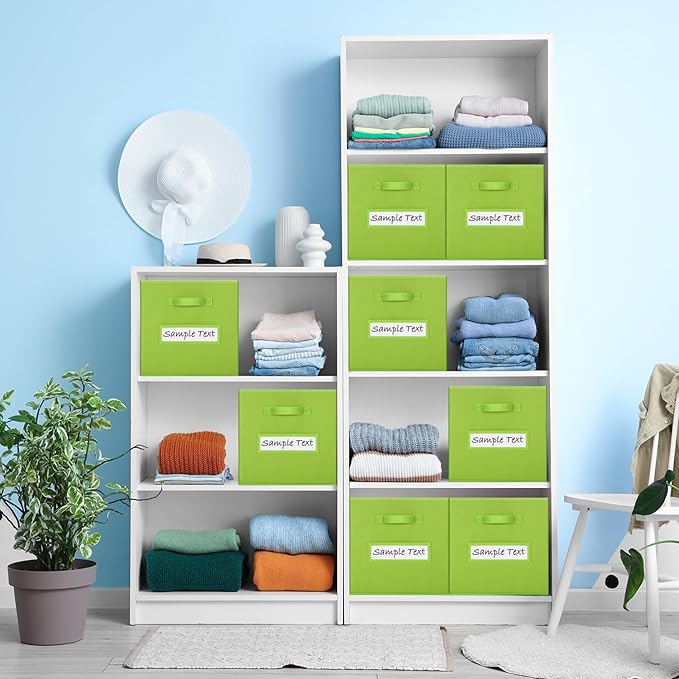 artsdi Fabric storage cubes (8 Pack) 13 Inch Cube Storage Bin, cube organizer bins with 8 Labels Window Cards & a Pen, Foldable cube organizer bins and Storage Box, lime green