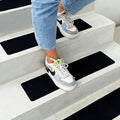 S&X Outdoor Stair Treads Non-Slip Tape 15-Pack Pre-Cut 6"x24" for Wooden Steps, High Traction Grip, Anti-Slip, Weather-Resistant, Black