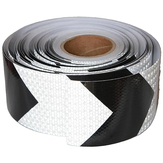 Black White Reflective Tape 4 inch X 166 feet, Outdoor Waterproof Hazard Conspicuity Safety Industrial Marking Tape