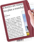 Rechargeable 5X Magnifying Glass for Reading, Large Bright Full Page Magnifier with Light, Handheld LED Dimmable Lighted, Lightweight Book Magnifier for Reading Small Prints Seniors - Red