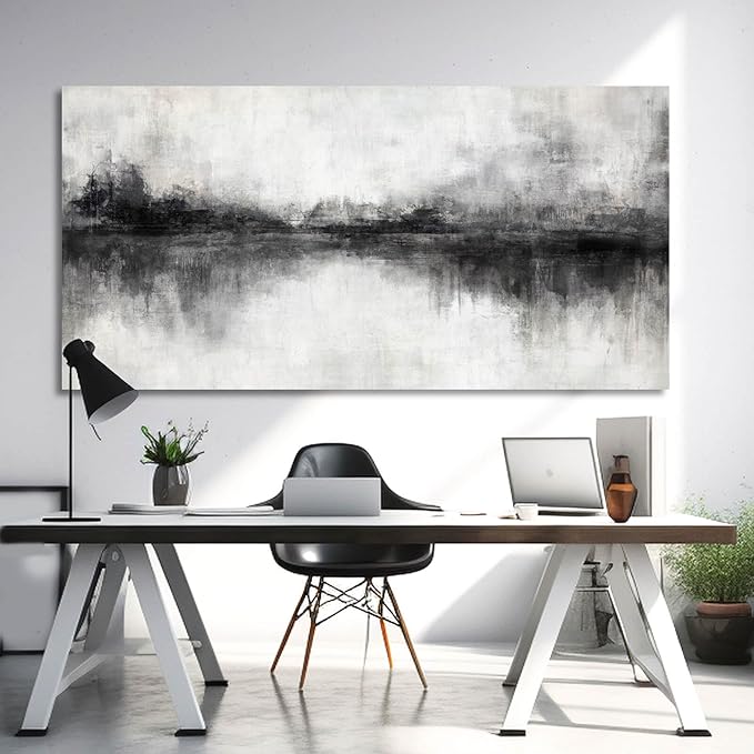 Artexist Canvas Prints Wall Art for Living Room Black Abstract Art Wall Decor Grey Pictures Wall Painting for Bedroom Office Artwork 29"x 58" Home Decor