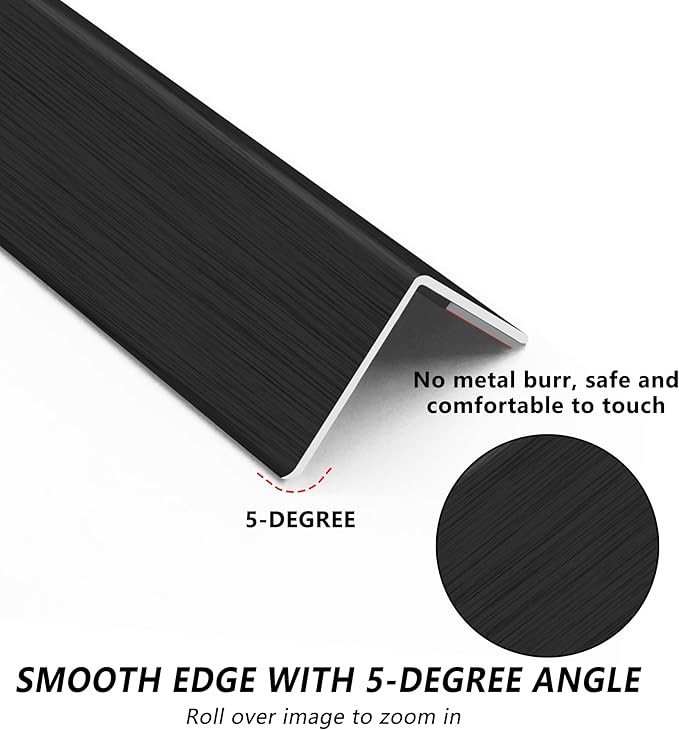 6pcs 57" Aluminum Self-Adhesive Wall Corner Protectors, Wall Furniture Bumper, Safety Baby Proofing Corner Cushion Table Edge，Wide Coverage and Easy to Install - Black