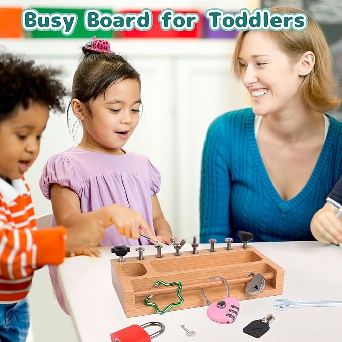 Montessori Screwdriver Board Set Lock and Key Toys Kids Tools Nuts and Bolts Montessori Toys for 3 4 5 Year Old Learning Practical Life Materials Fine Motor Skills Occupational Therapy Games