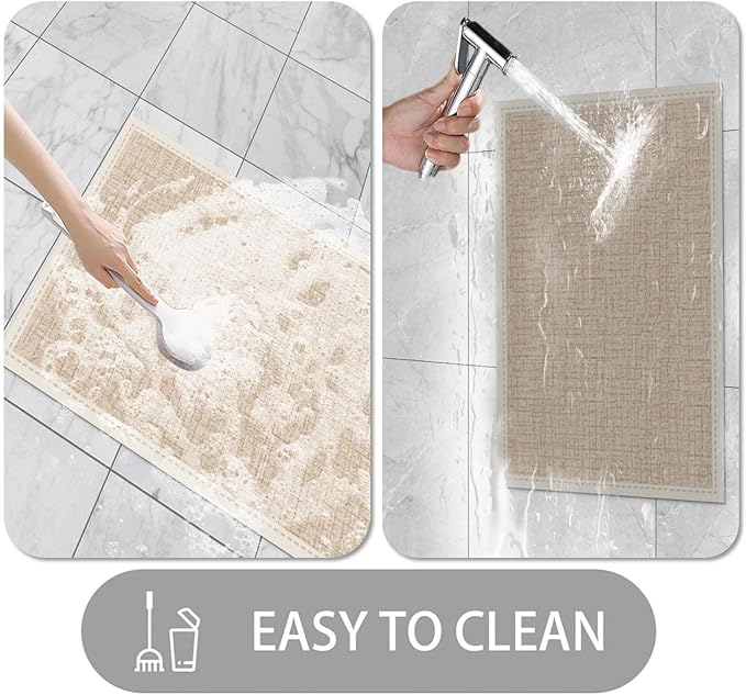 Ultra Thin Door Mat Indoor Entrance, 1/10 in Thin Door Mats for Inside Entry, Non-Slip Rubber Backing Washable Doormat, Fade Resistant, Absorbent, Low Profile Dirt Trapper, 30"X17"
