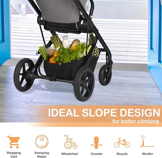 Threshold Ramps for Doorways Self-Adhesive Rubber Ramps for Door Threshold Rubber Door Threshold Ramp for Wheelchair Stroller Scooter Reducer Ramp (Gray, 2” Wide x 6.6' Long)