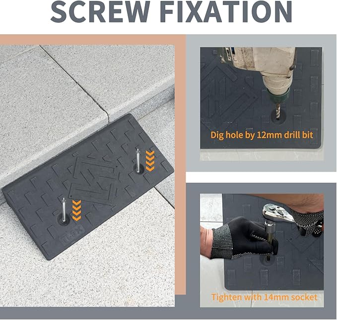 Rubber Curb Ramps for Driveway Sidewalks Shed Entry 2 Inch Rise Height 2 Pack 19.68" L x 9.84" W Threshold Ramp for Cars Motorcycles Lawn Mowers 7000lbs Load Capacity