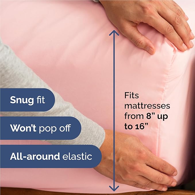 Twin XL 4 Piece Sheet Set - Cooling & Breathable Bed Sheets - Hotel Luxury Bed Sheets for Women, Men, Kids & Teens - Bedding w/Deep Pockets & Easy Fit - Soft & Wrinkle Free - Twin XL Baby Pink Sheets