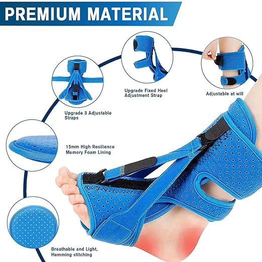 Plantar Fasciitis Night Splint-Upgrade 3 Adjustable Planter Facetious Relief Brace,Plantar Fasciitis Relief Women Men Straps,Support Relief Foot Drop Achilles Tendonitis Day Night(Blue-2PC)