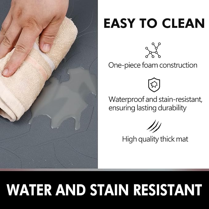Anti Fatigue Kitchen Mat for Floor by DAILYLIFE, 3/4" Thick Kitchen Cushioned Mat, Standing Comfort Mat for Home, Office, Garage, Non-Slip Bottom, Waterproof & Easy-to-Clean (20" x 30", Grey)