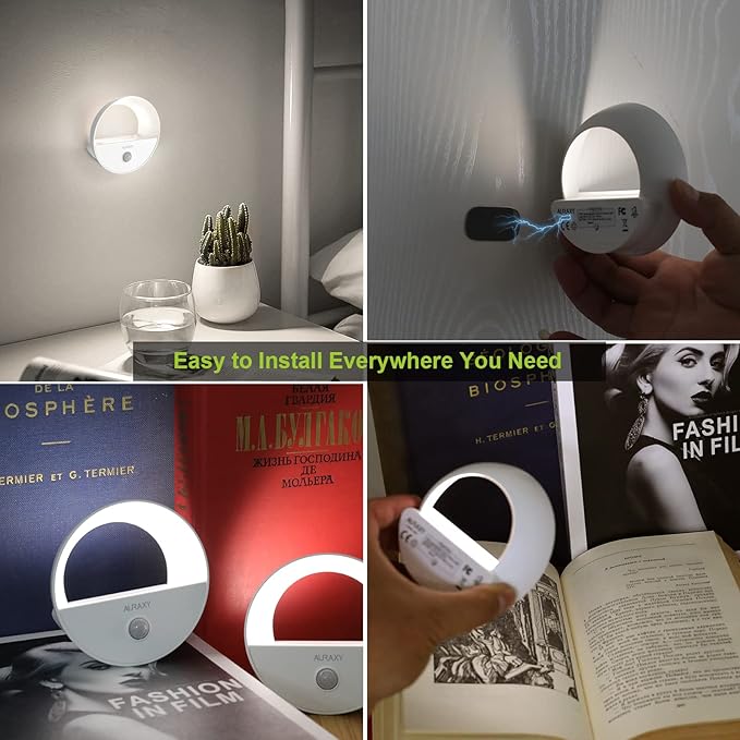 Rechargeable Motion Sensor Night Light, Battery Night Lights LED Cool White Magnetic Stick-on Motion Sensored Hallway Light, with Dusk to Dawn Sensor for Stair, Wall, Bedroom, Bathroom(1 Pack)