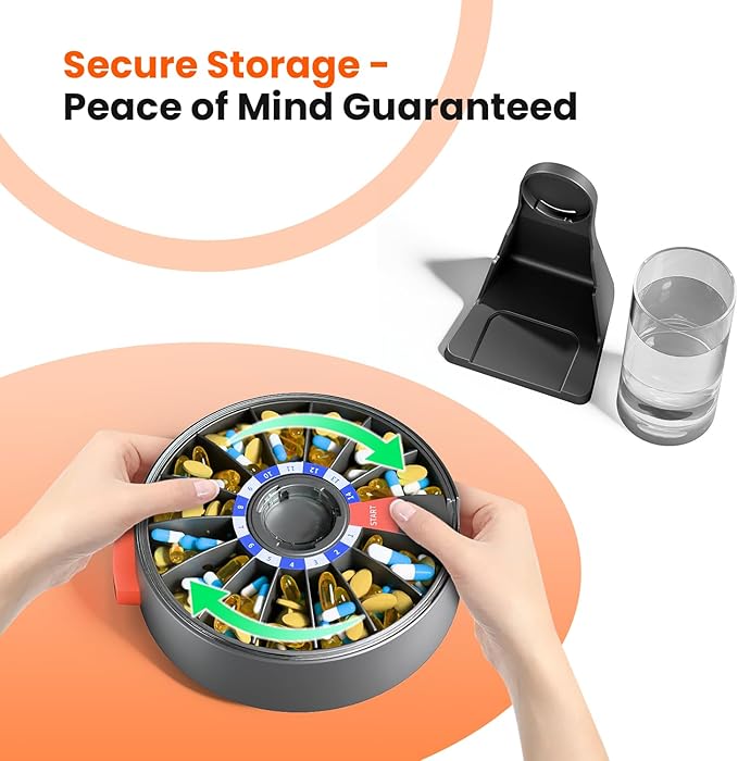 Odaro Large Pill Dispenser, Weekly Pill Organizer 7 Day Am Pm / 14 Day Pill Box, Daily Medicine Pill Organizer with Wall-Mounted or Standing Use for Vitamin, Supplement, Medicine - Gray