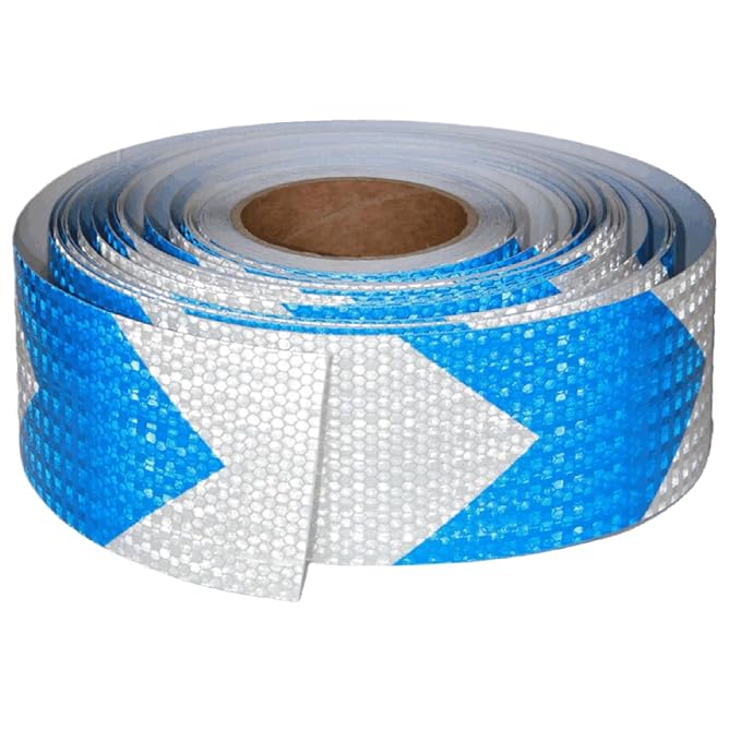 Blue and White Reflective Tape Outdoor Waterproof 3 inch X 166 feet, High Visibility Hazard Conspicuity Industrial Marking Tape