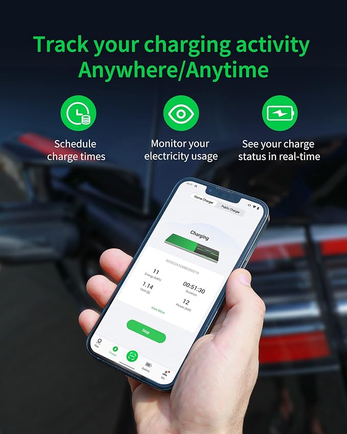 Autel Maxicharger Electric Vehicle (EV) Charger,240V Indoor/Outdoor Car Charging Station with Level 2, Dark Gray