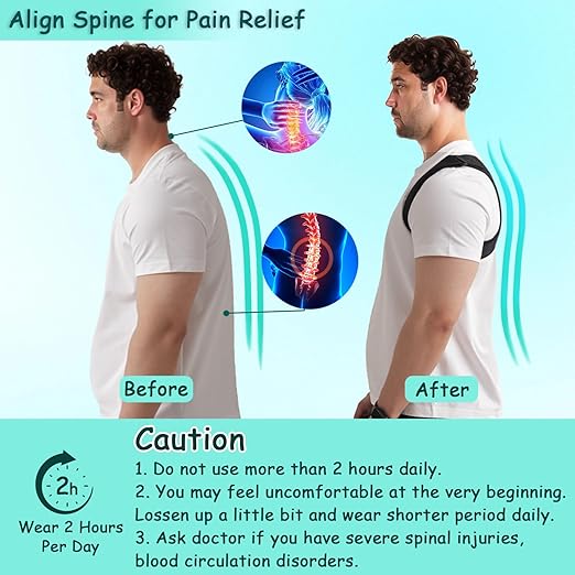King Mills Plus Size Back Brace, Back Brace Posture Corrector for Women and Men, Ideally Use as Plus Size XL to XXXL Back Straps for Posture, Back Spine Corrector, or Rounded Shoulder Corrector