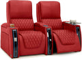 Seatcraft Apex Zero-Gravity CoolZero Italian Leather Home Theater Seating, Powered Headrest, Powered Lumbar, Powered Recline, Row of 2, Red