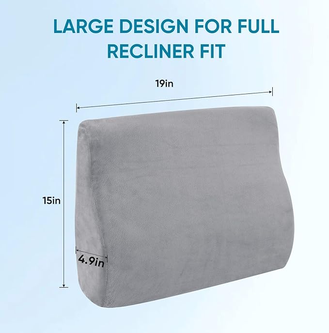 Back Support Pillow for Recliner Chair, Memory Foam Couch Back Cushions Ergonomic Large Lumbar Support Pillow for Lower Back Pain Relief, with Soft Velvet