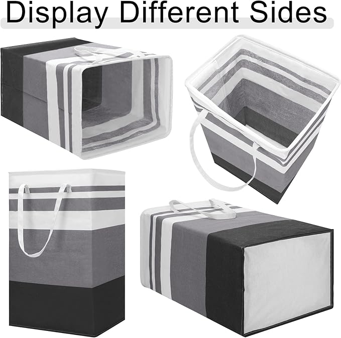 Foaincore 6 Pieces 75L Laundry Hamper Basket Organizer Large Laundry Bag Bulk Waterproof Collapsible Clothe Storage with Handles for Dorm Room Bedroom Towels(Black, Gray, White)