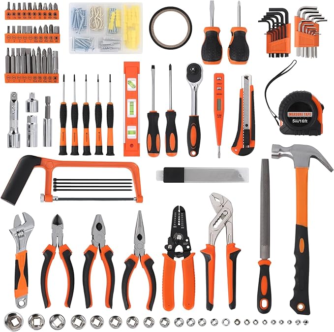 236 Piece Tool Set, Socket Wrench General Home/Auto Repair Tool Kit, Combination Package Mixed Tool Set Hand Tool Kit with Plastic Toolbox Storage Case