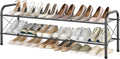Hoctieon 2 Tier Shoe Rack for Closet, Durable Mesh Style Shoe Rack, Entryway Shoe Shelf, Shoe Storage Organizer for Hallway, Bedroom, Living Room, Wardrobe, Black