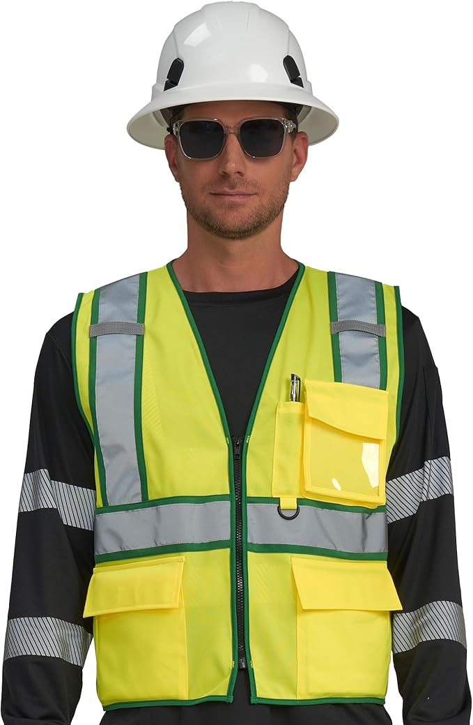 AYKRM High Visibility Safety Vest - Reflective Work Vest with 5 Reinforced Pockets