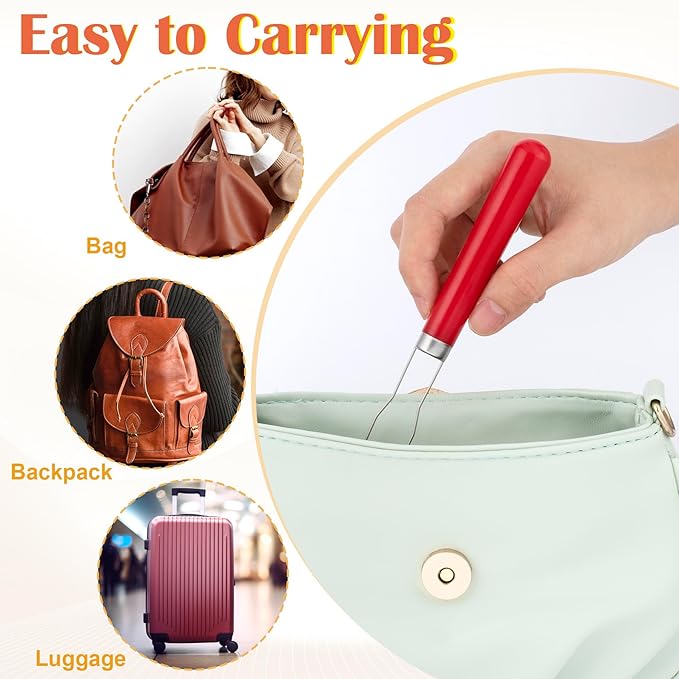 Easy Button Hook, Steel Button Helper Tool for Elderly, Wide Plastic Handle Buttons Fastener Device Assist Dressing Aid Tool for Seniors One Hand - 1 Pack, Red