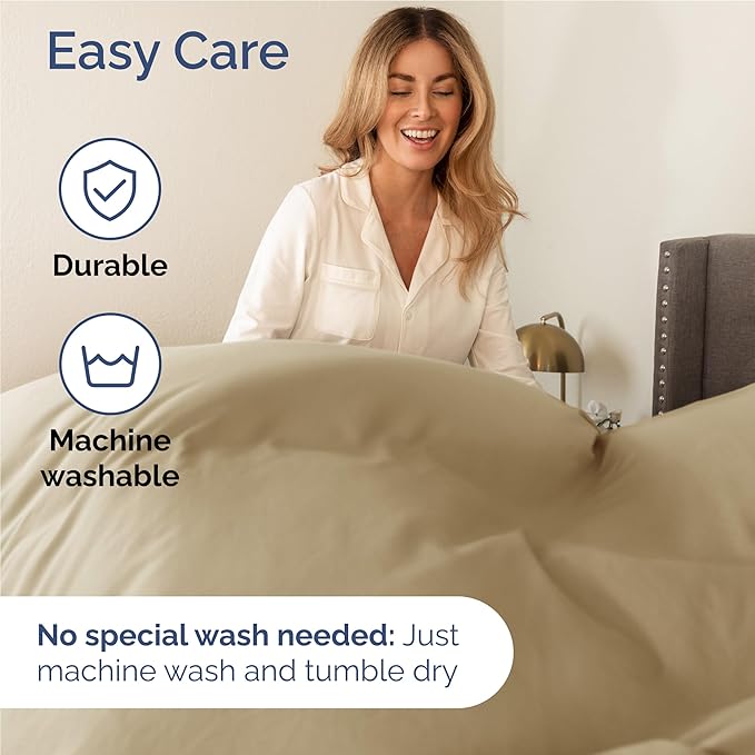 Twin XL 4 Piece Sheet Set - Cooling & Breathable Bed Sheets - Hotel Luxury Bed Sheets for Women, Men, Kids & Teens - Bedding with Deep Pockets & Easy Fit - Soft and Wrinkle Free - Twin XL Beige Sheets
