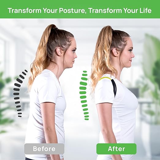 PRIMEKINETIX PostureMedic Dynamic Posture Corrector - Active Resistance Training System for Upper Back Strengthening & Shoulder Alignment - Stretches Chest, Strengthens Back - Doctor Recommended - Size L (Yellow)