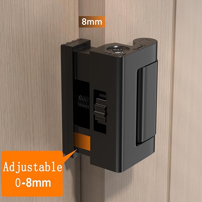 INIRET Adjustable Home Security Door Reinforcement Lock，Heavy Duty Zinc Alloy Door Lock,Childproof Safety Door Lock，Security Device for Enhanced Safety,Prevents Unauthorized Entry (1, Black)