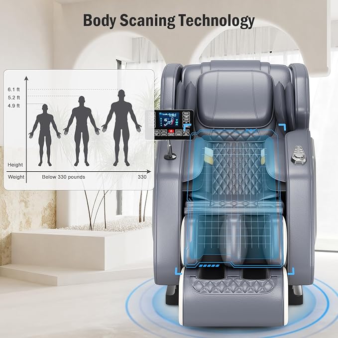Zero Gravity Shiatsu Massage Chair Full Body Deep Tissue - Lumbar/Calf Heat, 8 Back Rollers, Extendable Footrest - Relieve Back Pain for Office Workers/Athletes/Seniors, Quiet ≤50dB