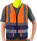A-SAFETY High Visibility Mesh Safety Reflective Vest with Pockets and Zipper,Hi Vis Viz Reflective Safety Vest(Orange&Navy Mesh XXL)