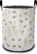 Laundry Basket-Bees Boho Florals Foldable Waterproof Oxford Cloth Funny Tote Bag Laundry Hamper Clothes Storage Bucket Organizer For Bathroom/Laundry Storage/Bedroom Storage Basket