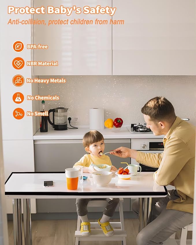 Edge Protector for Baby Proofing, 6.6FT 0.67’’Th L-Shape Air Buffering Soft NBR Rubber Foam Furniture Edge Bumper Guards with 6 Corners, Pre-Taped, Thick Table Bumper Guard for Babies (Black)