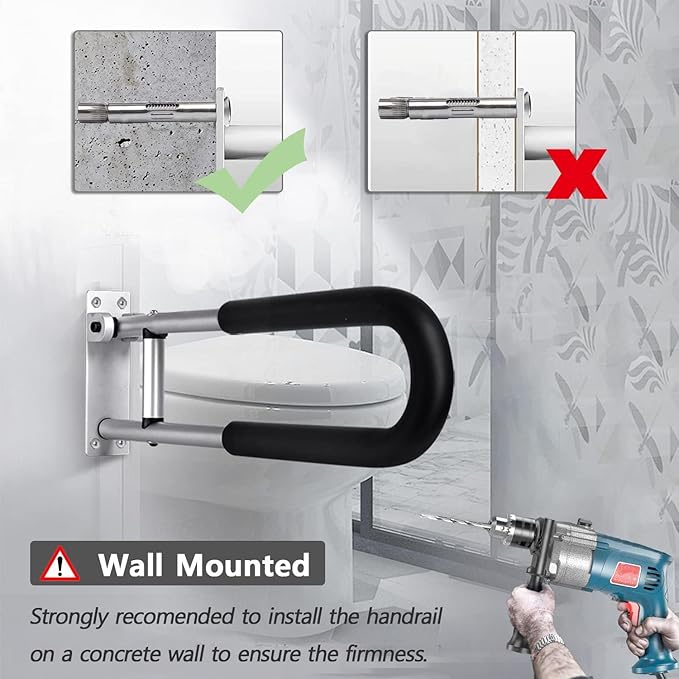 Handicap Grab Bars Rails 29.5 Inch Toilet Handrails Bathroom Safety Bar Hand Support Rail Handicapped Handrail Accessories for Seniors Elderly Disabled Mounted Bath Grips
