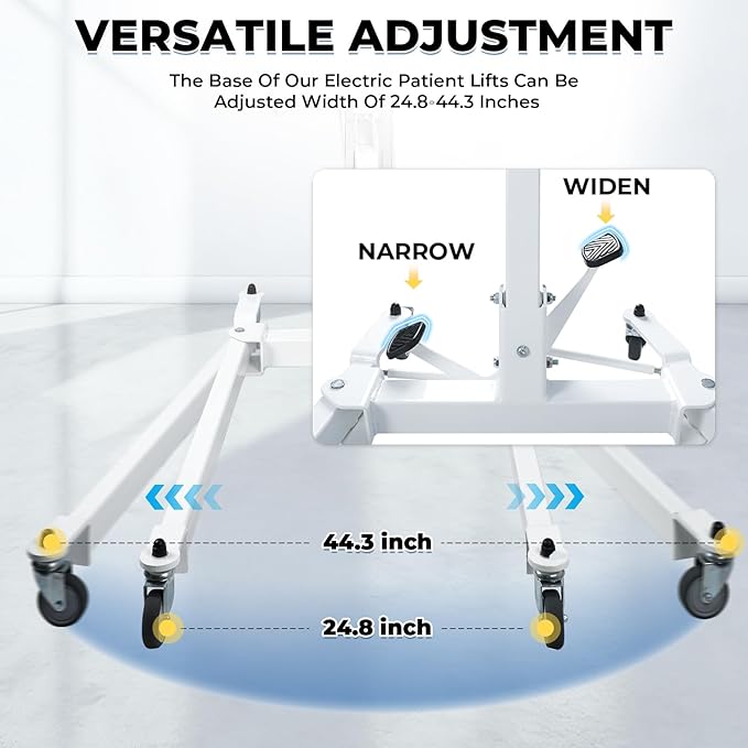 Patient Lift Transfer Chair, 5 in 1 Patient Lift Chair with 180°Split Seat, Height Adjustable Patient Transfer Chair with 4 Casters for Home Seniors Elderly, Load 450Lbs (Electric/Hanger, Silver)
