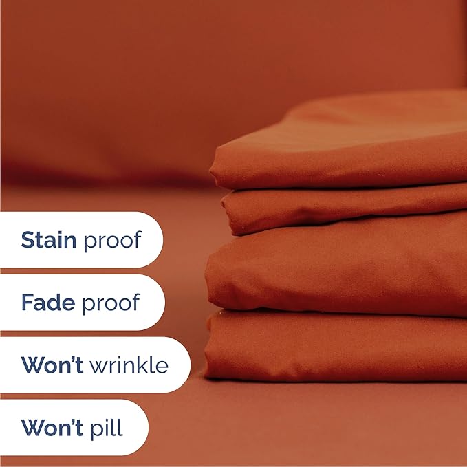 Cal King 6 Piece Sheet Set - Cooling and Breathable Bed Sheets - Hotel Luxury Bed Sheets for Women, Men, Kids and Teens - Deep Pockets - Easy Fit - Soft and Wrinkle Free - Cal King Terracotta Sheets