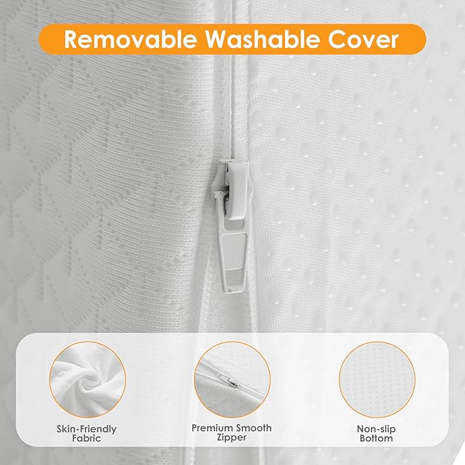 Wedge Pillow for Acid Reflux, Bed Wedge Pillow for Headboard 10", Pillow Wedge for Back Pain Relief, Post Surgery, Elevated Pillows for Sleeping, Snoring, Triangle Pillow with Cover, White