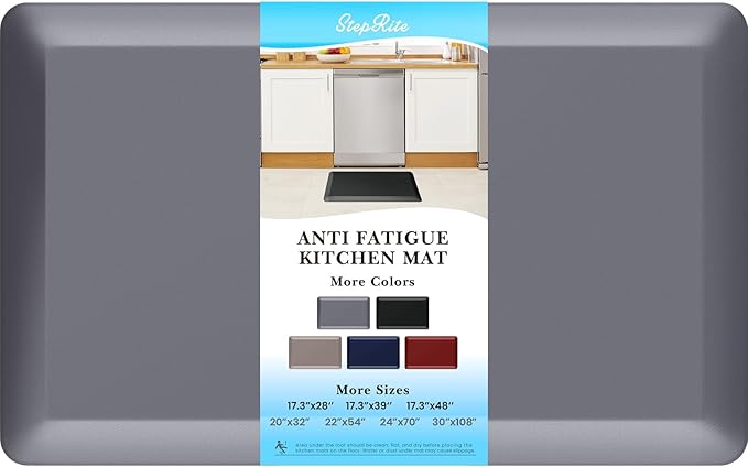 4/5 Inch Thick Kitchen Mats for Floor, StepRite Kitchen Rug for Standing Desk, Non-Slip, Thicker, Stain & Water Resistant, Comfort Anti Fatigue Floor Mat for Home, Kitchen, Office - Grey,32 * 20''
