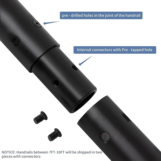 9 FT Handrails for Indoor Stairs,Deck,Slope,Modern Aluminum Handrail Set, Wall Mounted, with Zink-Alloy Brackets Aluminium Railing System,Rust Free. (Matte Black, 9 FT)