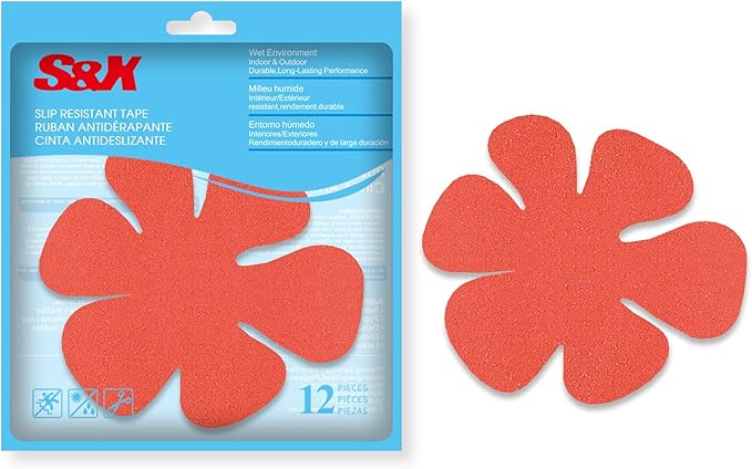 S&X Non Slip Bathtub Stickers,Pack of 12 PCS Lucky Flower Shower Floor Non Slip Stickers –Comfortable Grip On Slipper Surfaces
